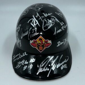 Vintage 1999 MiLB Rochester Red Wings Black Team Autographed Batting Helmet